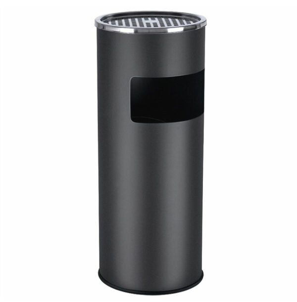 CENDRIER AVEC POUBELLE EN ACIER INOXYDABLE 30 LITRES NOIR